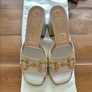 Gucci Women's Cream Leather Mules